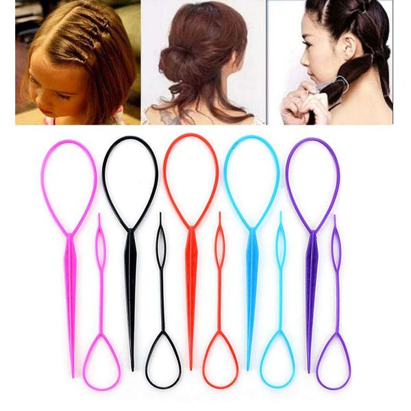 10PCS(5 Large + 5 Small) Tail Hair Styling Kit Plastic Magic Hair Braider Ponytail Maker Clip Tool Simple DIY Hair Styling Accessories Hair Pull Needle Hair Pins(Color Random)