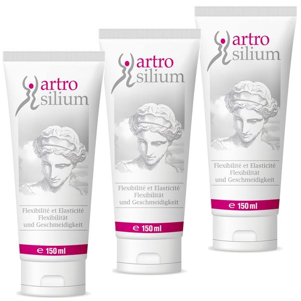 3x150ml Artrosilium Organisches Silizium | Sparpaket | Silizium Gelenk Gel zum Einmassieren - Massage Gel mit Silicium zur täglichen Anwendung- 4 Wochen Kur - 3 x 150ml Tuben (3x150ml Gel Tube)