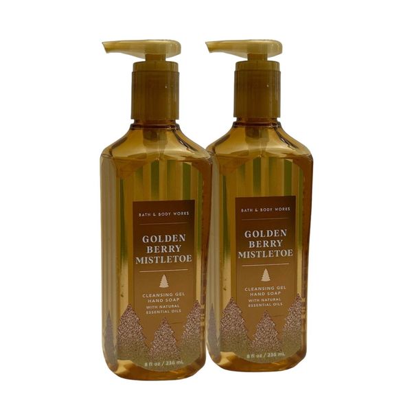 2 BATH & BODY WORKS GENTLE CLEAN GEL HAND SOAP GOLDEN BERRY MISTLETOE NEW