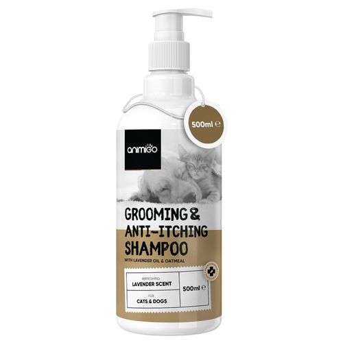 Sensitive Cat & Dog Shampoo for Itchy Skin With Natural Lavender Oil - 500ml Dog Grooming Shampoo To prevent Detangling, Bad Odour, Dandruff & Dry Skin - pH Balanced Premium Dog Shampoo for Itchy Skin