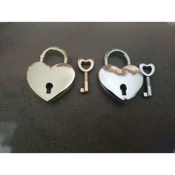 2 Pieces Small Metal Heart Shaped Padlock Mini Lock with Key for Jewelry Box...