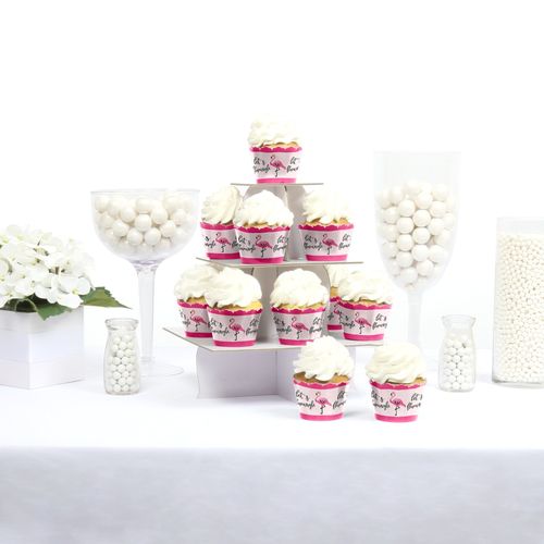 Big Dot of Happiness Pink Flamingo - Tropical Summer Decorations Party Cupcake Wrappers Set 12
