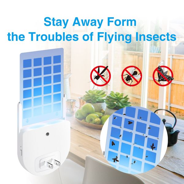 US Flying Insect Trap Plug-in Light Fly Trap Indoor(1 Device + 5 Glue Cards)