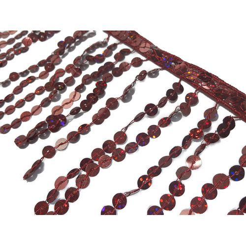 Kirari Handicraft Part No.3168 Sequin Frenzy with Glitter for Handicrafts (Fringe) _ Red (Dark Red Color) Width 4.3 inches (11 cm) x Length 6.6 ft (2 m) Sequin Sequin