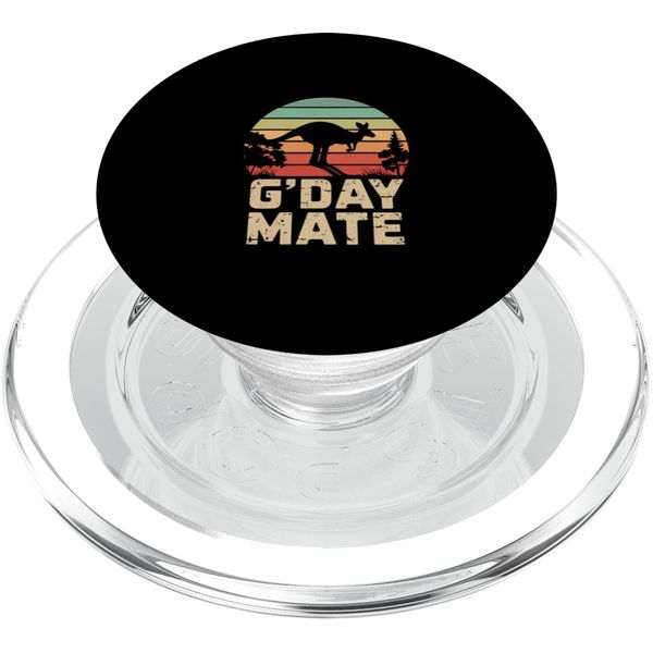 G'Day Mate Kangaroo Retro Sunset Silhouette PopSockets PopGrip for MagSafe