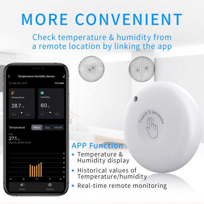 Tuya Bluetooth Pt216b Smart Temperature And Humidity Meter Indoor And Outdoor  Thermometer Hygrometer Sensor Gauge
