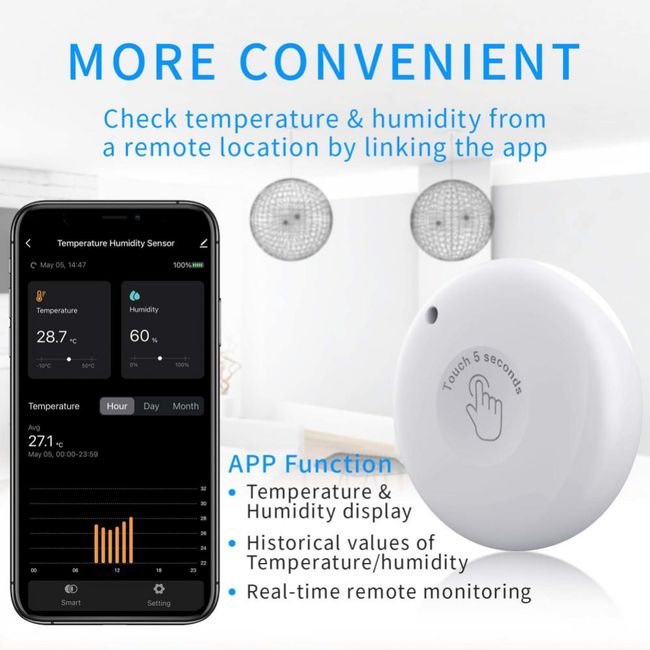 Temperature & Humidity Sensor - Real time Display on Mobile