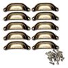 10pcs Brass Door Cabinet Handles Antique Knobs Drawer Shell Pull Handle Cups, Bronze