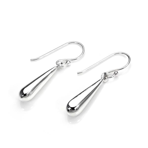 Sterling Silver Hollow Elongated Drops Dangle Earrings/Dangly/Drop