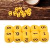 Number Dice, 20 6Sided Plastic Dice, Rounded Corners (Yellow)