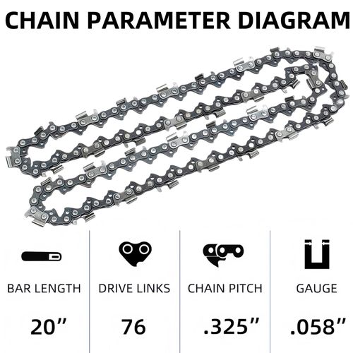 3-Packs 20 inches Chainsaw Chain .325" Pitch .058" Gauge 76 Drive Links Spare Replacement For Steele Origen Caton Husqvarna Stihl Poulan Craftsman Chainsaws
