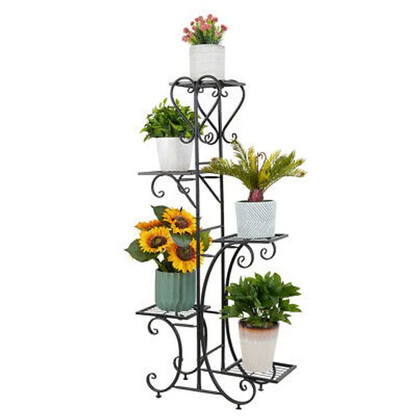 Plant Stand Flower Holder Metal 5Tie Planter Shelf Display Rack Storge Organizer