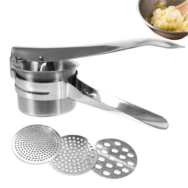 BESTOYARD Potato Masher Potato Ricer Stainless Steel Manual Squeezer Vegetable Masher Fruit Juicer Multi-functional Kitchen Utensil