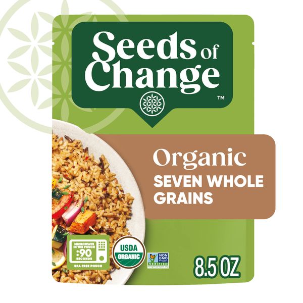 SEEDS OF CHANGE Organic Seven Whole Grains Rice Blend, Microwaveable Ready to Heat, 8.5 Ounces (Pack of 12)