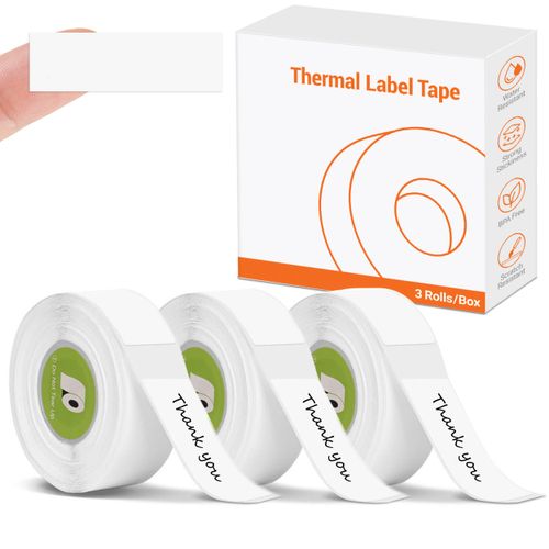 Rongta R5 Label Maker Tape, 14x40mm (0.55"x1.57"), Standard Laminated Thermal Label Tape Replacement, for Home Office Small Business, 180 Labels/Roll (White, 3 Rolls)