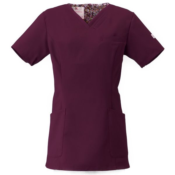 Wacoal HI700 Women’s Scrub, White Coat - burgandy