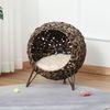 Rattan Basket Pet Dome and Animal Bed, with Metal Tripod for Stability, Brown