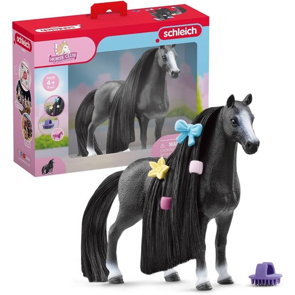 Schleich Horse Club Sofia's Beauties Quarter Horse Mare Styling 8pc Figurine Playset - Quarter Horse Mare Beauty Toy Horse with Brushable Hair, Playset Accessories for Kids Ages 4+