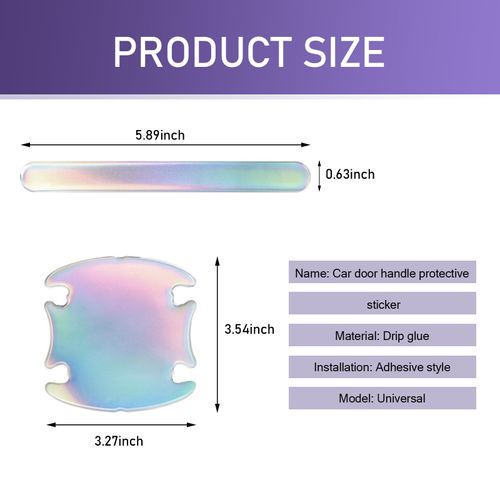 DYEKNEE 16 PCS Car Door Handle Sticker, 3.27" x 3.54" + 5.89" x 0.63 Anti-Bumping Anti-Scratch Protector, Waterproof Self-Adhesive Decoration, Universal for Cars (Multicolored)