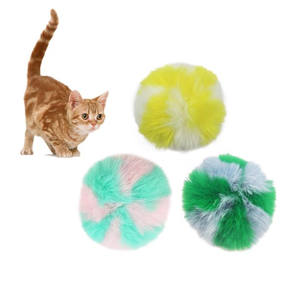 Andiker 3Pcs Cat Ball Toys, Soft 2.5in Colorful Cat Scratching Ball to Grab, Bite, and Throw, Lightweight Interactive Cat Toys for Indoor Cats to Kill Time and Keep Fit