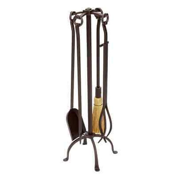 32"Tall Roman Bronze English Country 5-Piece Fireplace Tool Set