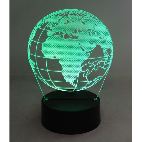 3D World Globe LED Light 7 Color Changing Table Light Night Light Optical Visual