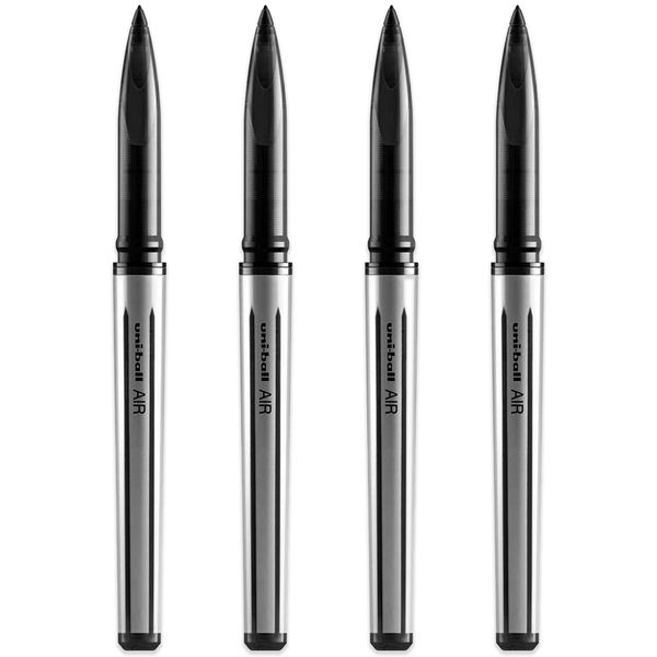 uni-ball AIR - 0.7mm Medium Rollerball - 4 Pack - Black - UBA-188-L
