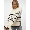 VERO MODA Female Knitted Jumper VMSABA Jumper, Birch/stripes: w black, M