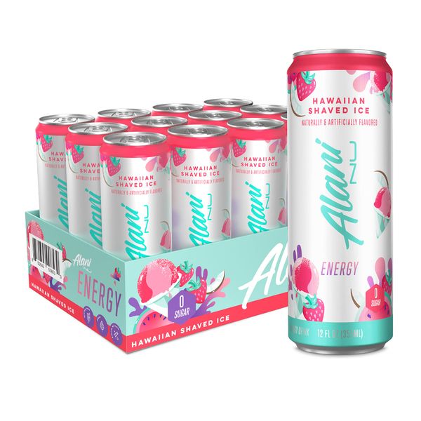 Alani Nu HAWAIIAN SHAVED ICE Sugar Free, Low Calorie Energy Drinks | 200mg Caffeine | Pre Workout Performance with Antioxidants | Biotin B Vitamins | Zero Sugar | 10 Calories | 12 Fl Oz Cans (12 Pack)