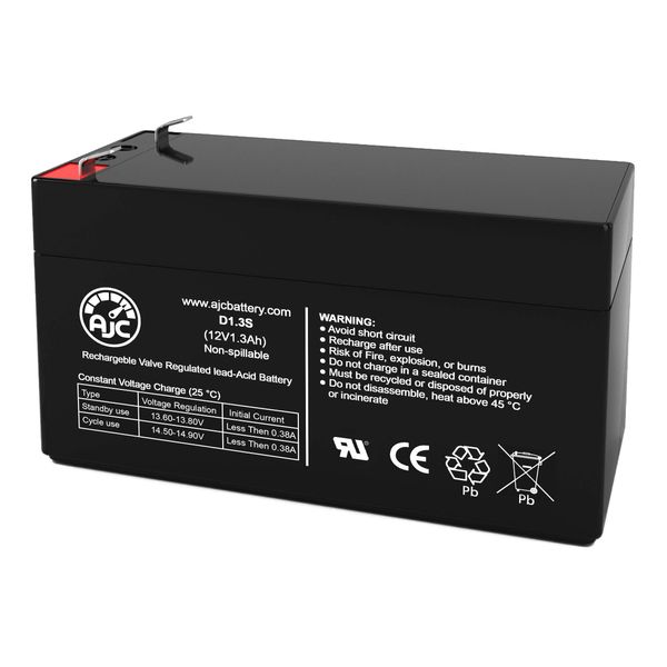 AJC Battery Compatible with Emergi-Lite All 12V 1.3Ah Emergency Light Battery