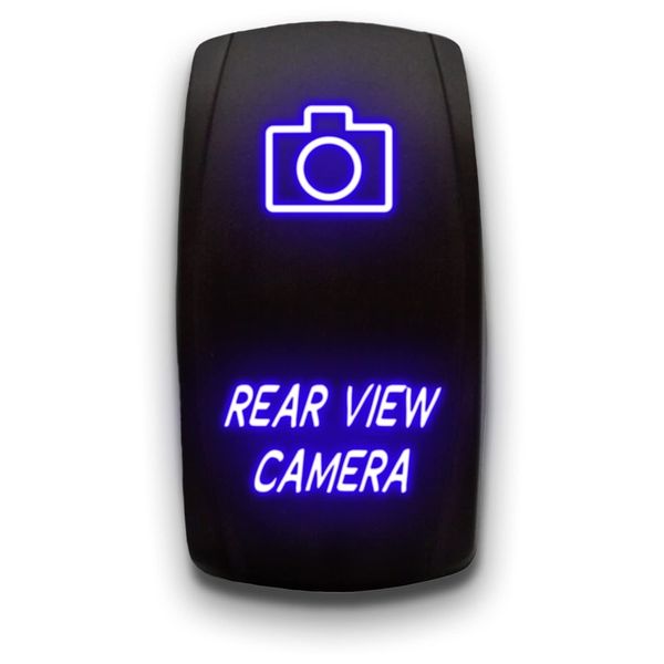 Rear View Camera - Blue - Laser Etched Toggle Switch 20A 12V - Vertical Rocker Switch 5-Pin DPST