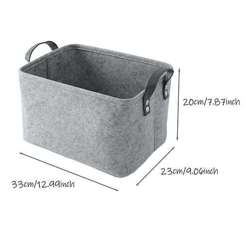 2 Piece Felt Fabric Baskets, Toy Organiser Cube, Felt Storage Box, Foldable, with Two Handles, for Clothes, Towel, Toiletry, Baby Products, Books (Gray)