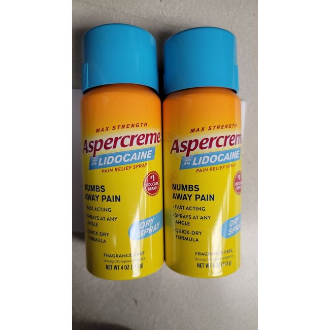 Aspercreme Lidocaine SPRAY 4oz ( 2 pack ) Free Shipping!!!!