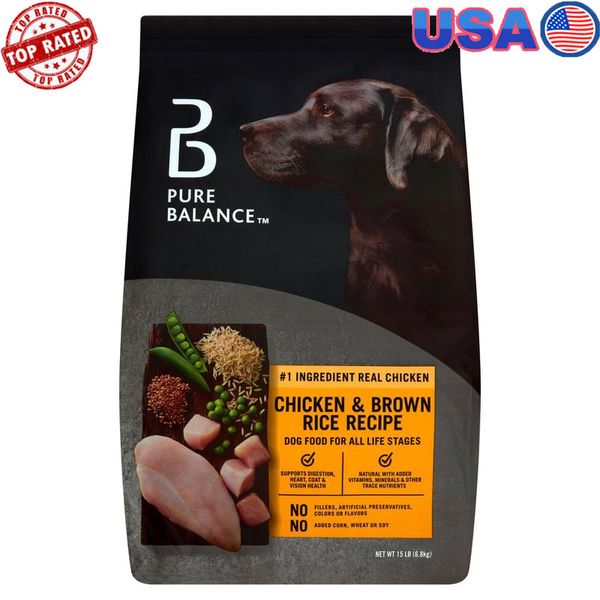 Natural Chicken Brown Rice Dry Dog Food 15lbs No Fillers Supports Health New