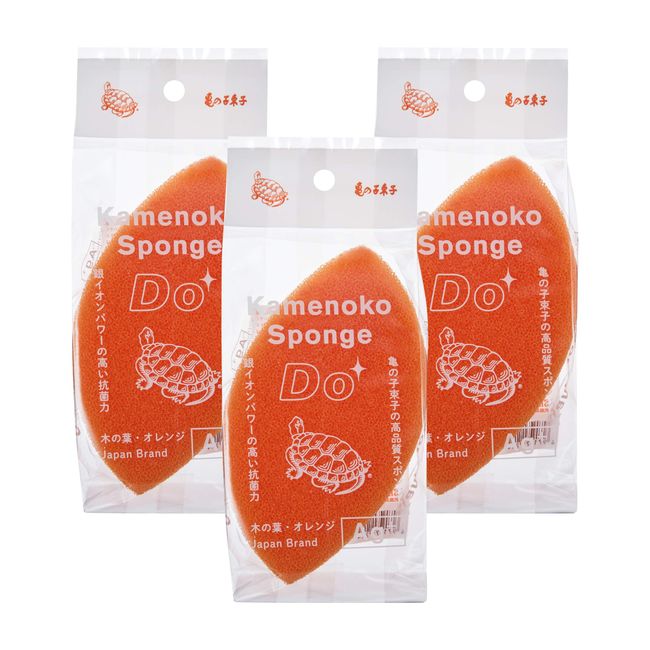 Kamenoko Tawashi Nishio Shoten Kamenoko Sponge Do, Tree Leaf Shape, Orange, Set of 3