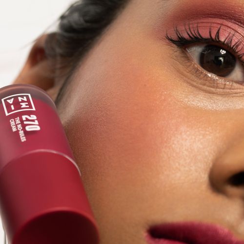 3INA MAKEUP - The No-Rules Cream 270 - Rich Wine Red - Liquid Blush for Eyes Lips Cheeks - Blush with Sweet Almond Oil - Cream Blusher for Natural and Luminous Finish - Vegan - Cruelty Free