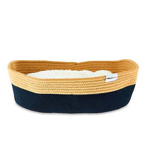 19" Oval Woven Felt Rope Cat Bed, with Catnip, Small,Multi-Color, Pet Beds