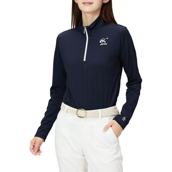 Munsing Wear 22nd Autumn Winter Model Golf Long Sleeve Shirt, Heat Insulation, Jacquard Women's, NV00 (navy)