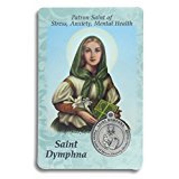 Sainellor Prayer Card Holy Card Cards Patronage Patron Stress Anxiety Mental Health with Medal_AB