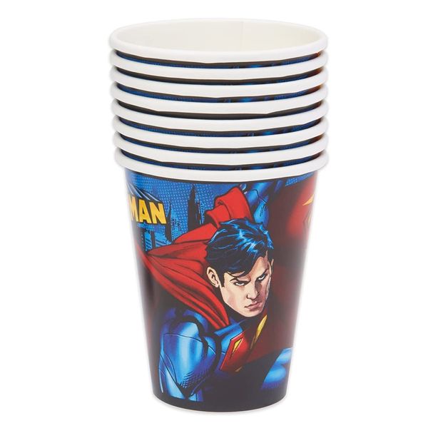 Amscan Superman Birthday Party Supplies Bundle Pack includes Party Paper Cups - 16 Count