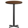 24" Round Walnut Laminate Table Top With Base - Bar Height Restaurant Table