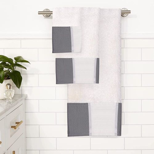 Popular Bath Bath Towels, Madern Collection, 3-Piece Set, Grey