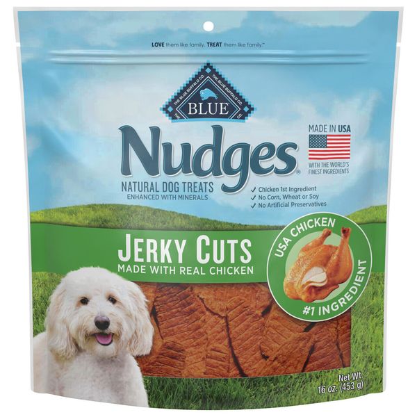 Blue Buffalo Nudges Health & Wellness Chicken Jerky Cuts Dog Treats, 16 Ounce,