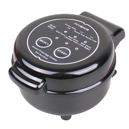 Hyvance Smart Fried Egg Cooker, Automatic Fried Egg Maker for 6 Features like Sunny Side Up, Over Easy, Fully Cooked & More. Auto Power Off, Alarm, Round Shape, Non Stick Coating (Black)
