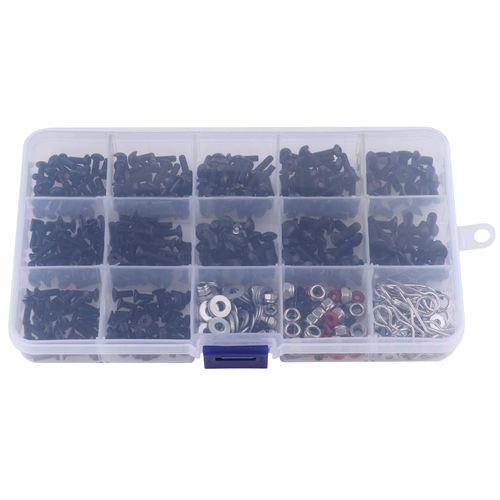 HobbyPark 500pcs Universal RC Screw Kit Screws Assortment Set, Hardware Fasteners for Traxxas Axial Redcat HPI Arrma Losi 1/8 1/10 1/12 1/16 Scale RC Cars Trucks Crawler
