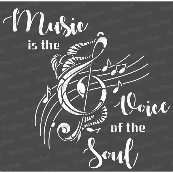 CrafTreat Music Stencils for Painting on Wood, Canvas, Paper, Fabric, Floor, Wall - Voice of The Soul - Size: 15 x 15 cm - Reusable DIY Art and Craft Stencils for Home Decor - Music Template Stencil