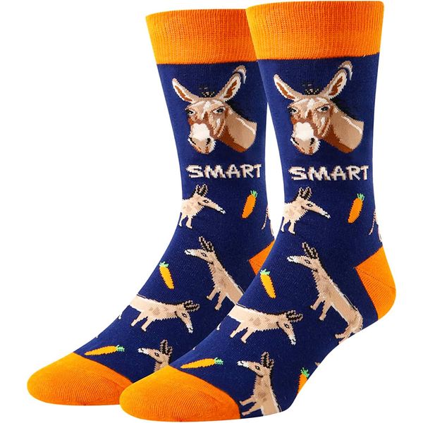 HAPPYPOP 2024 Funny Socks Men Fun Socks Donkey Socks Silly Socks Crazy Smart Donkey Socks, Novelty Weird Donkey Gifts