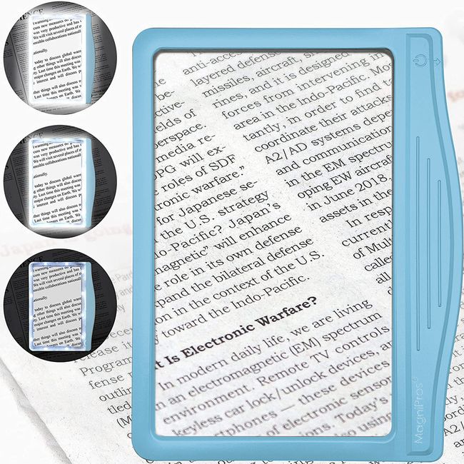 MagniPros 4X Large Ultra Bright LED Page Magnifier Anti-Glare &amp; Fully Dimmable LED (Provides Uniform Illumination Relieves Eye Strain) Ideal for Small Prints, Low Vision, Elderly Reading