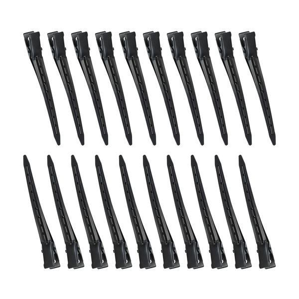 20 Pcs 3.5 Inches Duck Bill Hair Clips Black Metal Alligator Curl Clips with Holes Styling Clips for Salon Hair Extensions