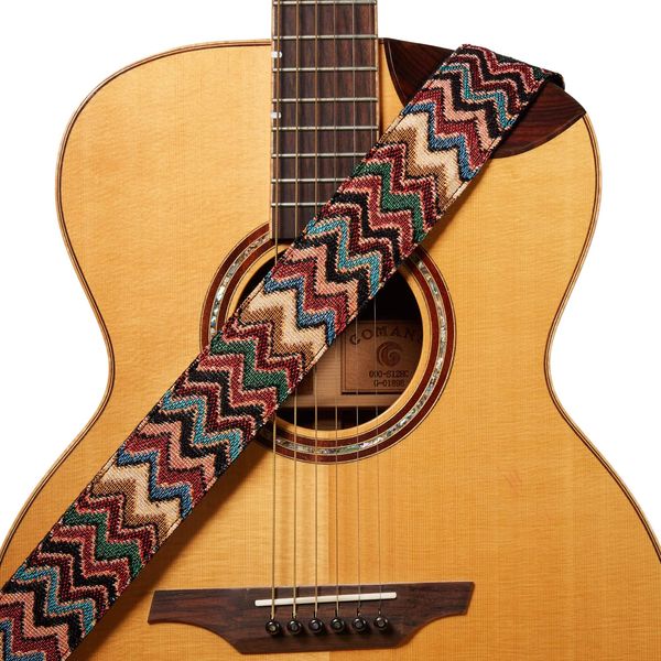 Amumu Chevron Guitar Strap MultiColor for Acoustic Guitar Electric Guitar and Bass Guitar includes Strap Blocks and Headstock Tie